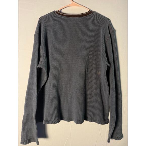 Nautical Dark Blue Thermal Knit V-neck Pullover Sweater Men's Size Large - Picture 2 of 4